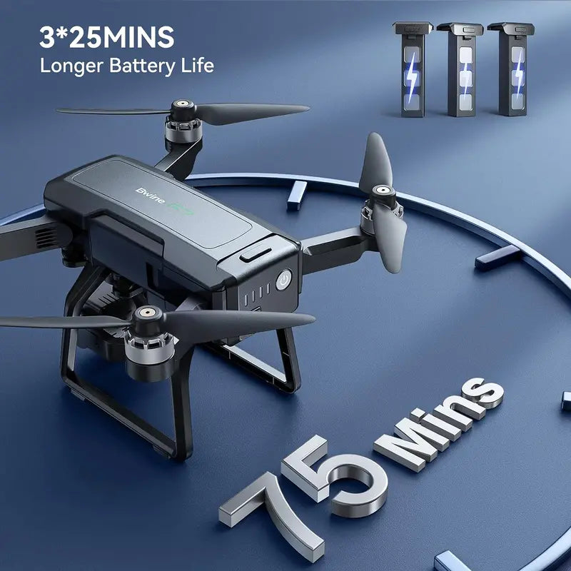 Professional 4K GPS Drone for Adults  3-Axis Gimbal, 2-Mile Range, 75-Min Flight Time, Triple Battery Kit