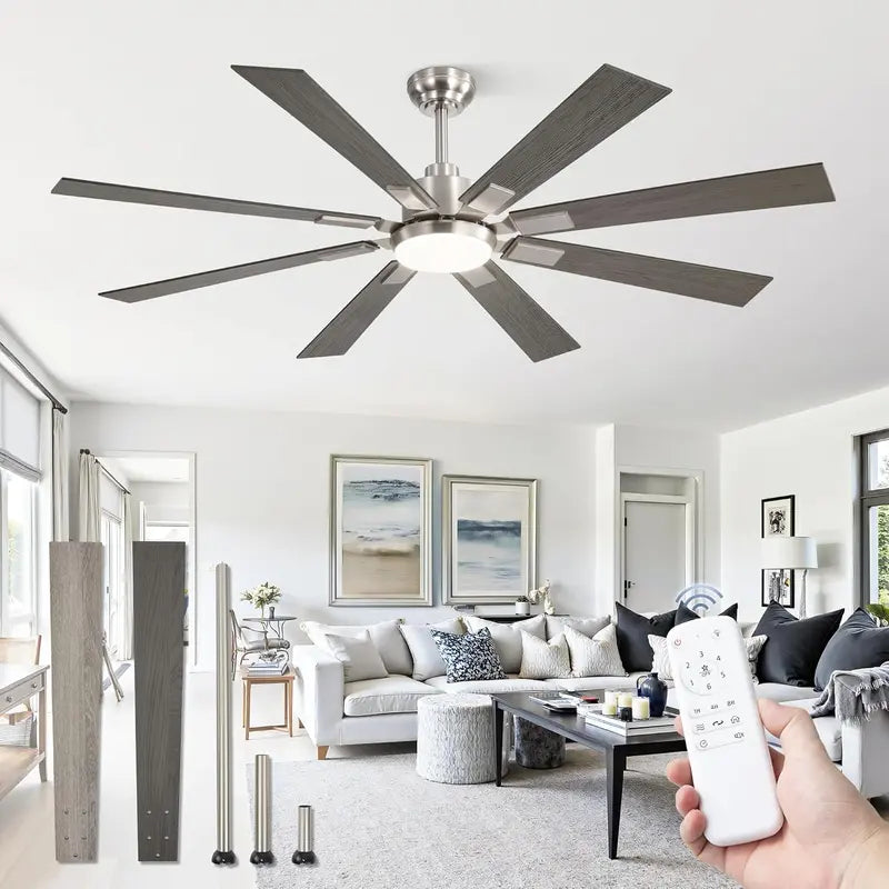ZMISHIBO 72-Inch Dual-Finish Ceiling Fan with Integrated Light & Remote | Indoor/Outdoor Quiet DC Motor, 6-Speed Reversible, 3-CCT Adjustable Lighting, 8-Blade Modern Design