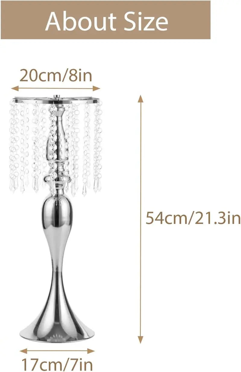 Sziqiqi Gold Tall Crystal Centerpiece Riser with Beads, 21.3″ for Weddings & Events, Pack of 10