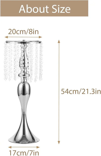 Sziqiqi Gold Tall Crystal Centerpiece Riser with Beads, 21.3″ for Weddings & Events, Pack of 10