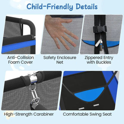 6 x 4 Foot Rectangular Kids’ Trampoline  Compact Bounce Zone with Integrated Swing