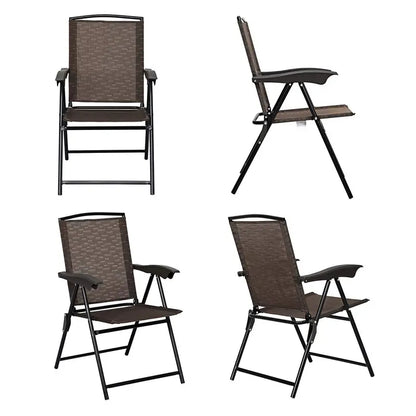 Set of 4 Lightweight Folding Sling Chairs for Patios, Campsites, or Indoor Use