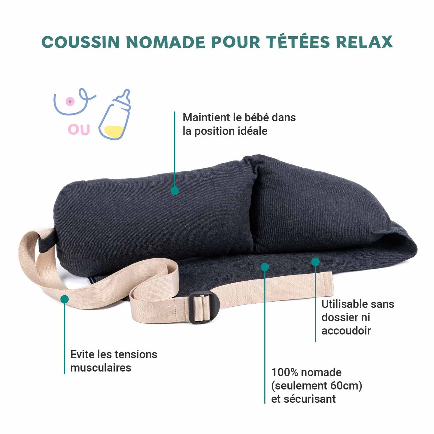 Coussin d'allaitement sangle écrue · DUOH
