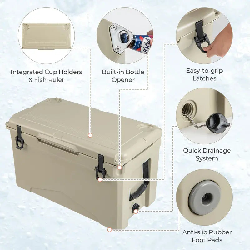 Heavy-Duty Insulated Hard-Sided Cooler with Portable Handles