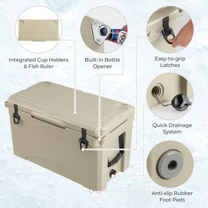 Heavy-Duty Insulated Hard-Sided Cooler with Portable Handles
