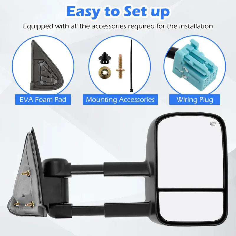 Towing Mirrors for 20032006 Chevrolet Silverado & GMC Sierra Full-Size Trucks