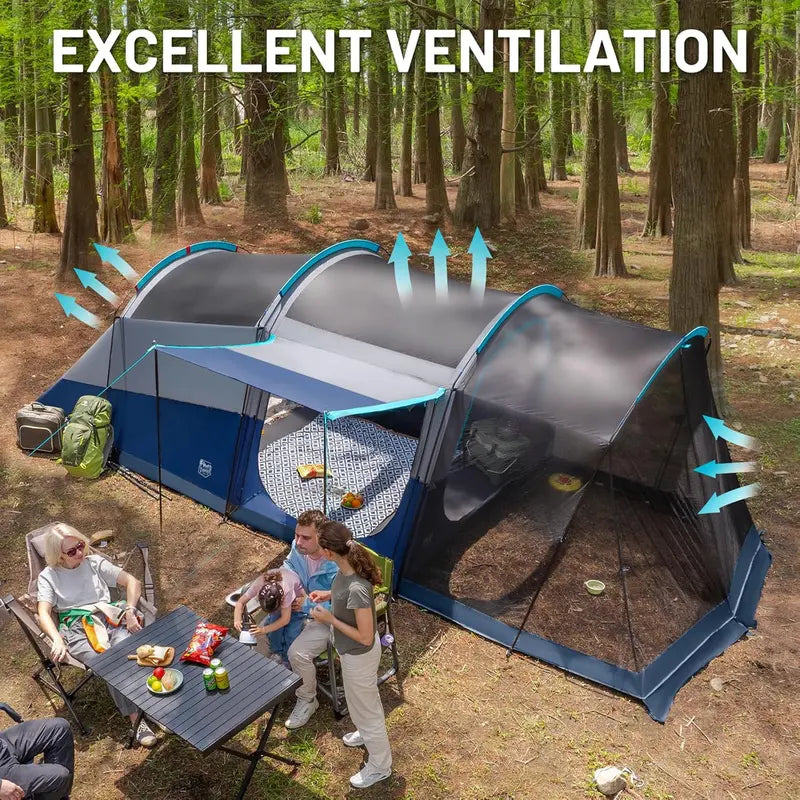 TIMBER RIDGE 8-Person Waterproof Double-Layer Tunnel Camping Tent for Families