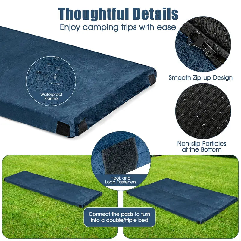 Waterproof Memory Foam Camping Mat  Roll-Up Floor Mattress with Carry Bag for Travel or Outdoors