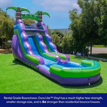 HeroKiddo 16-Foot Tropical-Themed Inflatable Water Slide with Pool  Wet/Dry Use