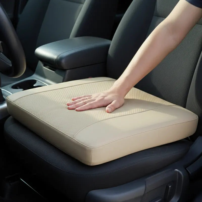Contoured Vehicle Seat Cushion Pad (18″ x 17″ x 2.5″) in PU Leather & 4D Mesh