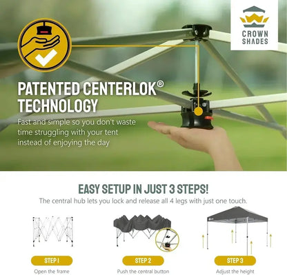 10×10 One-Click Pop-Up Awning  Silver-Coated Sunshade Canopy for Beach, Picnic & Outdoor Events