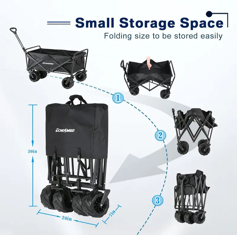 Heavy-Duty Folding Caravan Cart  350 lb Capacity Outdoor Rolling Grocery & Camping Trolley