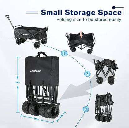 Heavy-Duty Folding Caravan Cart  350 lb Capacity Outdoor Rolling Grocery & Camping Trolley