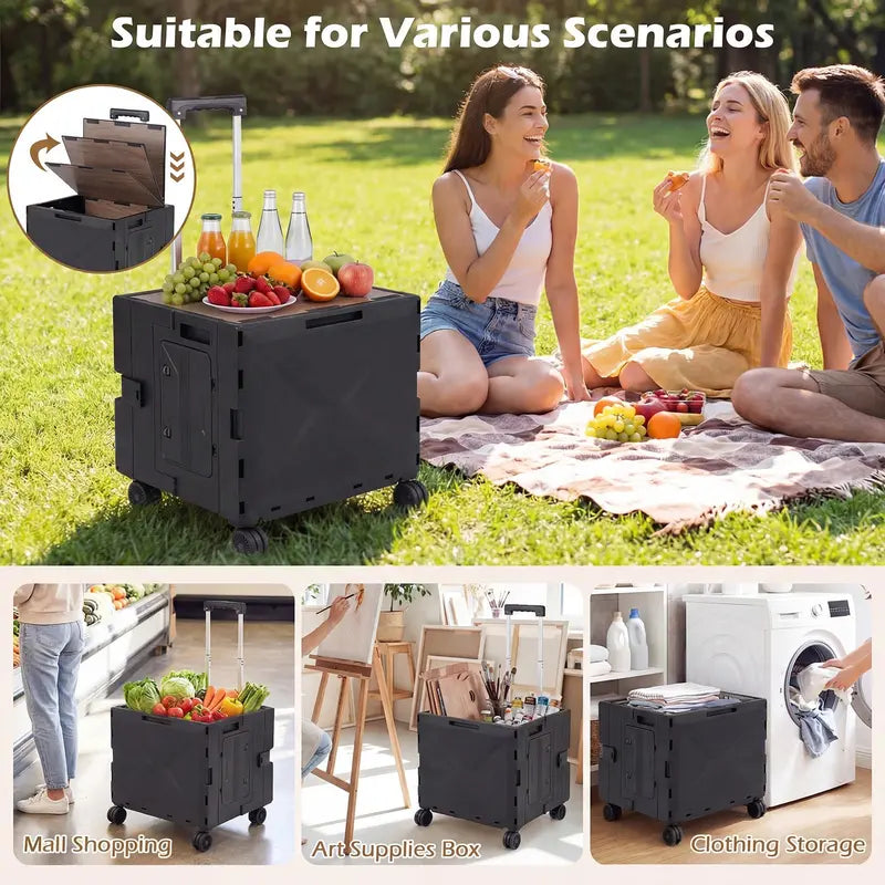 Lightweight Foldable Utility Cart with 360° Swivel Wheels