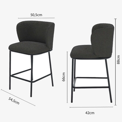 Lot de 2 tabourets de bar tissu boucl  gris fonc  C sar