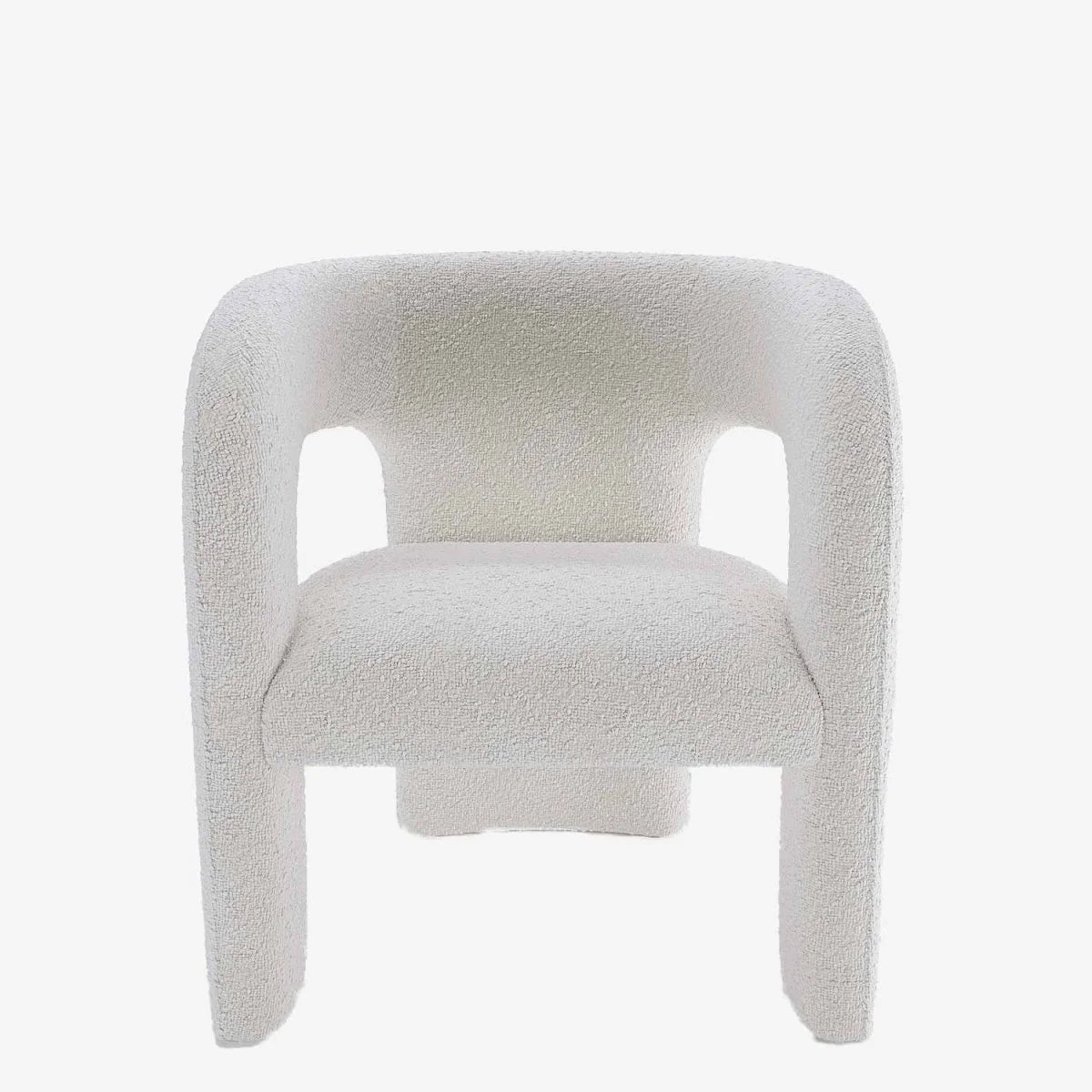 Fauteuil de salle à manger en bouclette blanche