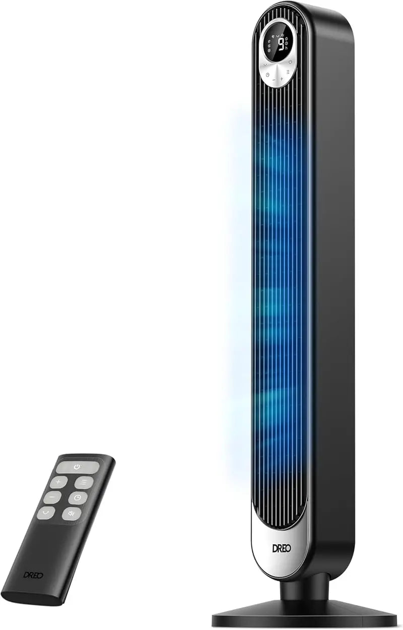 DREO Bladeless Smart Tower Fan: WiFi & Voice Enabled (Alexa/Google), 6-Speed Oscillating Floor Fan with Remote & 12H Timer