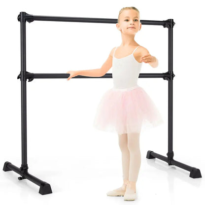 Adjustable Freestanding Double Ballet Barre with Height Range from 7 to 46 Inches