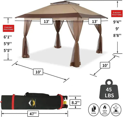 CROWN SHADES 13×13 ft Pop-Up Gazebo  Instant-Setup Outdoor Canopy Tent, Clearance Model