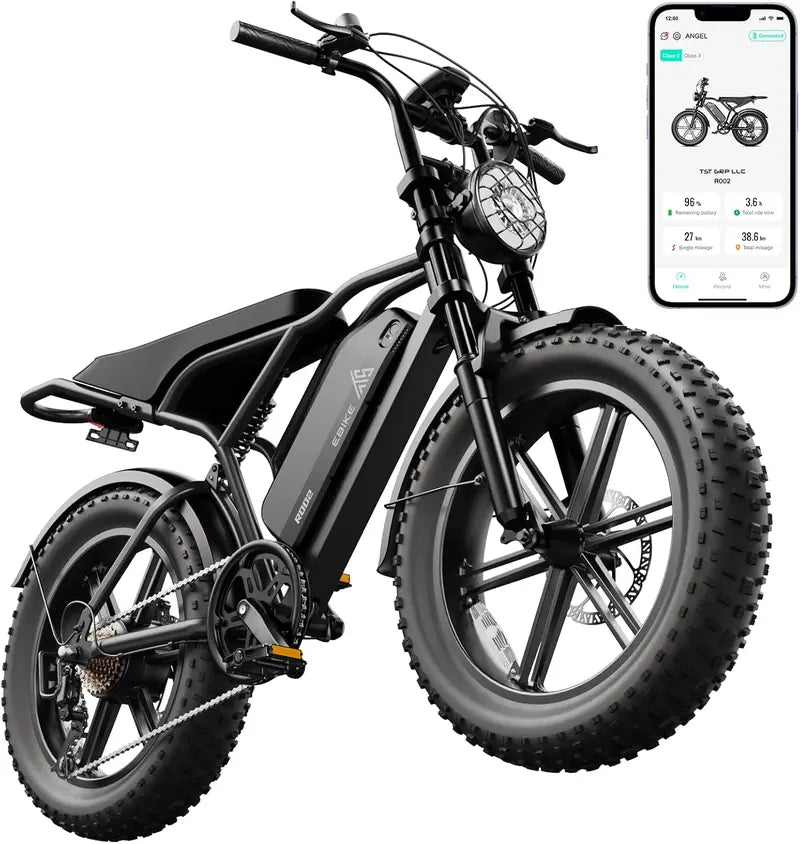 1500W All-Terrain Fat-Tire Electric Bike  20″ Wheels, 60-Mile Range, 28 MPH Top Speed