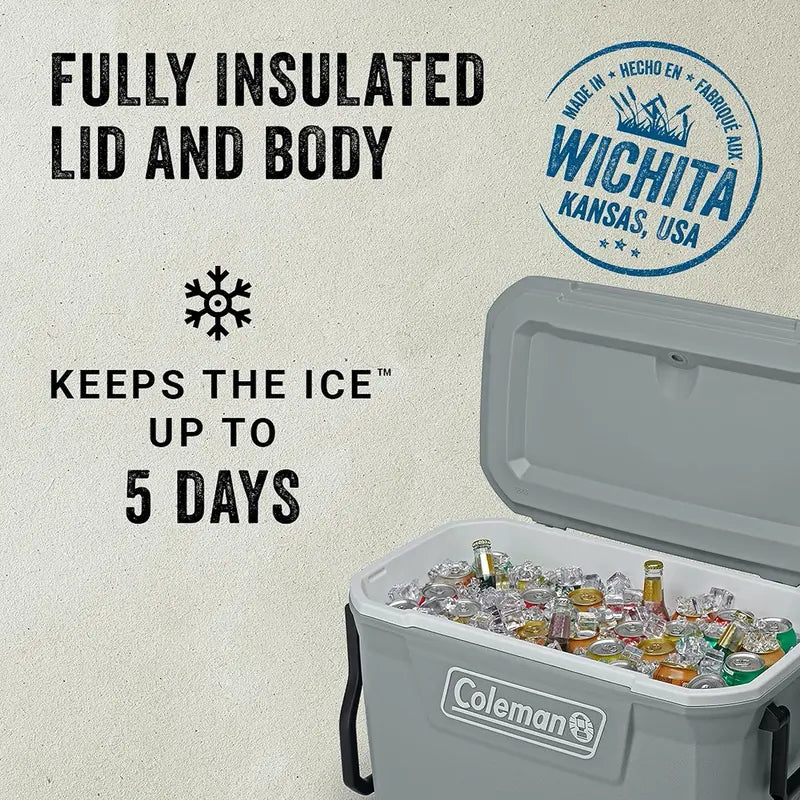 Coleman Classic 100-Quart Wheeled Cooler — Insulated Hard-Sided Design, Leak-Resistant, Ice Retention Up to 5 Days