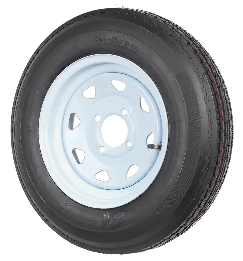 2-Pack Trailer Tires On White Wheel Rims 530-12 5.30-12 5.30 x 12 Load C 4 Lug