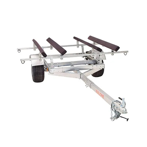 Malone LowMax 2 Galvanized Kayak Trailer  600 lb Capacity, J/V Rack System, LED Lighting, Made in USA