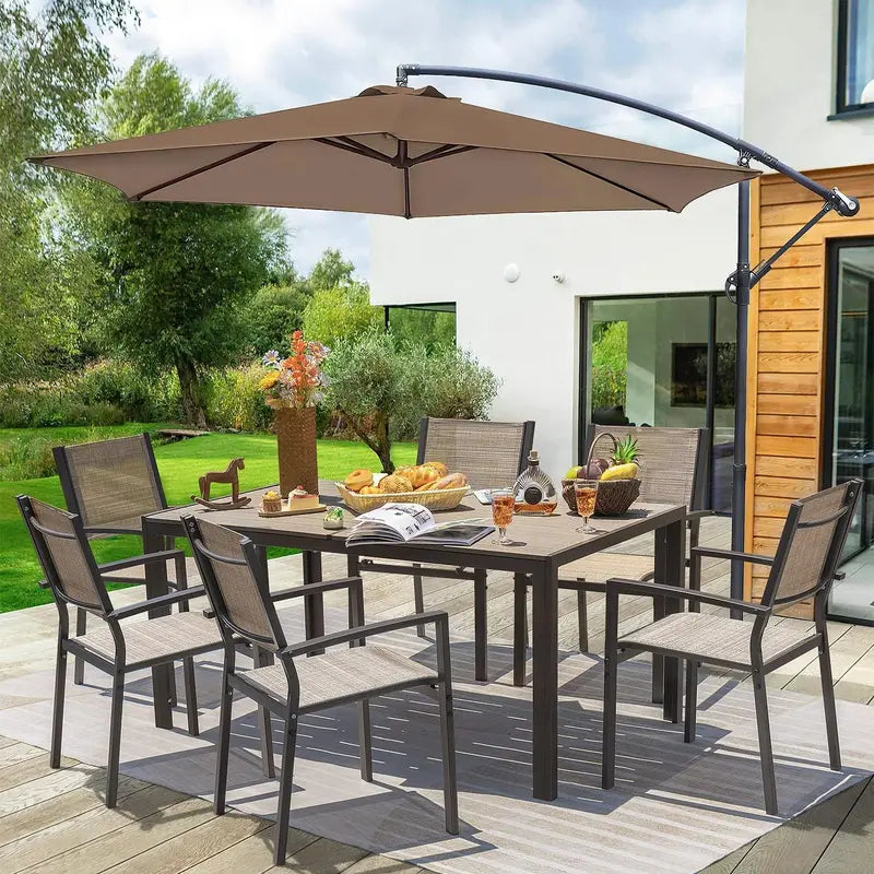 Homall 7-Piece Patio Dining Set  Large Outdoor Table with Six Breathable Textilene Chairs