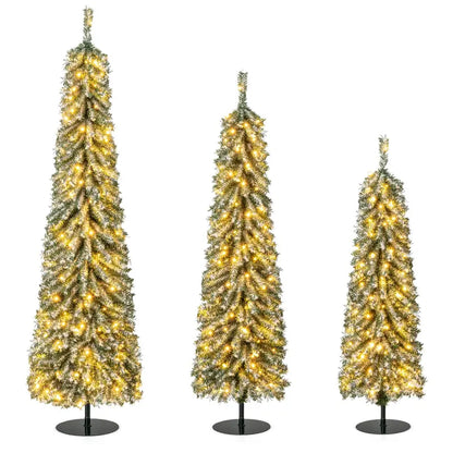 Three-Piece Pre-Lit Artificial Christmas Tree Set (4-, 5-, and 6-Foot) with Cascading Branches