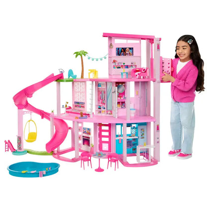 Barbie Dreamhouse Pool Party Playset  Interactive Dollhouse with Waterslide, 10 Themed Rooms & Over 75 Role-Play Accessories
