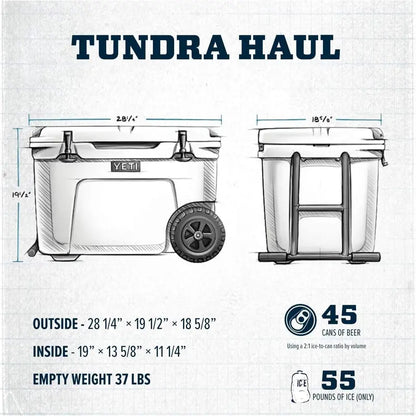 YETI Tundra Haul Wheeled Cooler  Navy Blue, Heavy-Duty Rolling Ice Chest