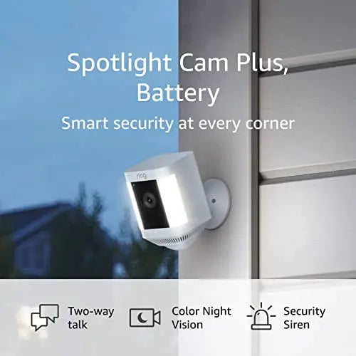 Ring Spotlight Cam Plus, 1080p HD, Color Night Vision, Motion-Activated, Two-Way Talk, Security Camera