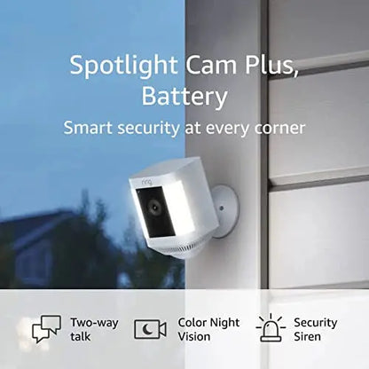 Ring Spotlight Cam Plus, 1080p HD, Color Night Vision, Motion-Activated, Two-Way Talk, Security Camera