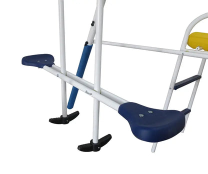 XDP Recreation Play All Day Metal Swing Set with Glider, Bench Swings, Trapeze & Wave Slide for Kids
