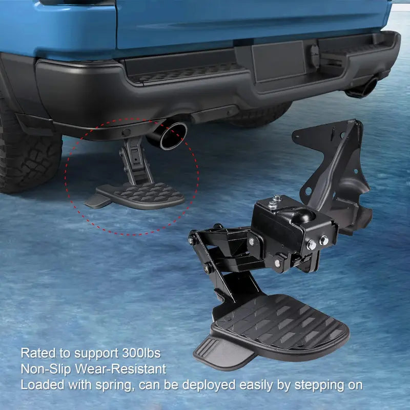 JDMSPEED Retractable Rear Bumper Step  Aluminum Bed-Mounted Step for Pickup Trucks