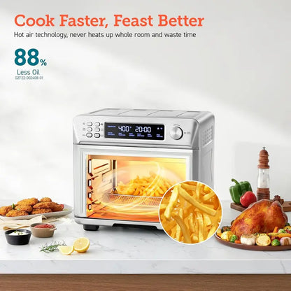 COSORI Smart 12-in-1 Air Fryer Toaster Oven  26-Quart Silver-Stainless Countertop Oven with 75 Recipes and Accessories