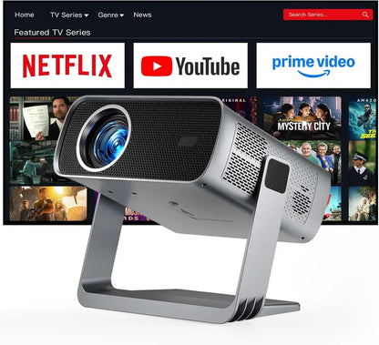 White Smart Mini Projector: Official App Integration, Auto Focus, and Reliable WiFi/Bluetooth Performance