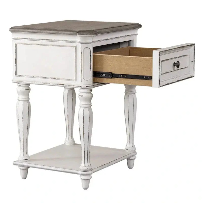 Magnolia Manor Nightstand with Antique White Finish and Classic Leg Design