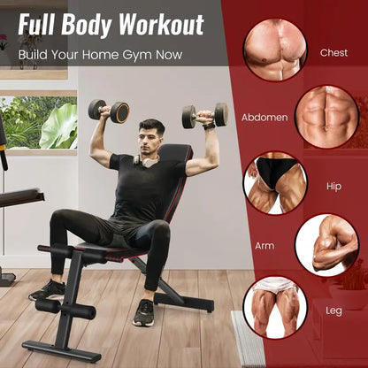 Heavy-Duty Adjustable Weight Bench, Multi-Position Strength Training Station
