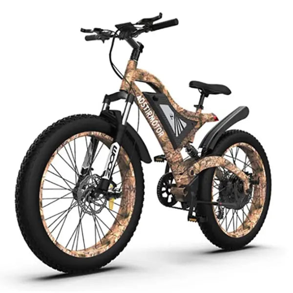 Aostirmotor 1500W Fat-Tire E-Mountain Bike  26″ Tires, 48V 15Ah Battery, Aluminum Frame, Shimano 7-Speed, Hydraulic Disc Brakes