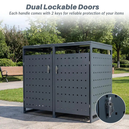 44-Cubic-Foot Outdoor Storage Bin with Dual Locking Doors, Gas Struts & Shock Absorption
