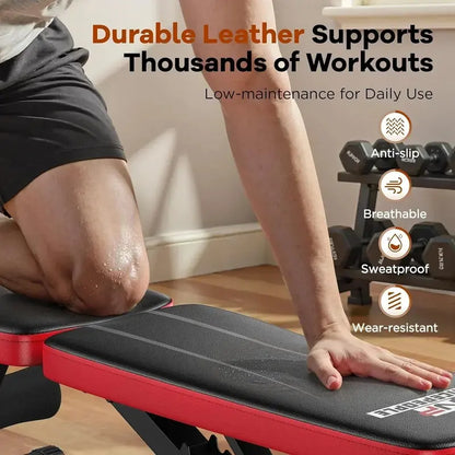 Foldable Home Gym Weight Bench  8-Position Adjustable Backrest for Strength Training