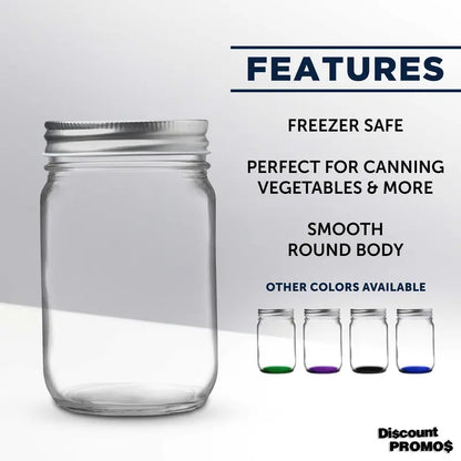 10 Decorating Mason Jars Set, 12 oz.  Canning, Aluminum Lid  Clear