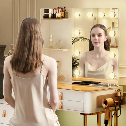 LED Makeup Vanity Mirror with Three Adjustable Light Modes and Dimmable Brightness