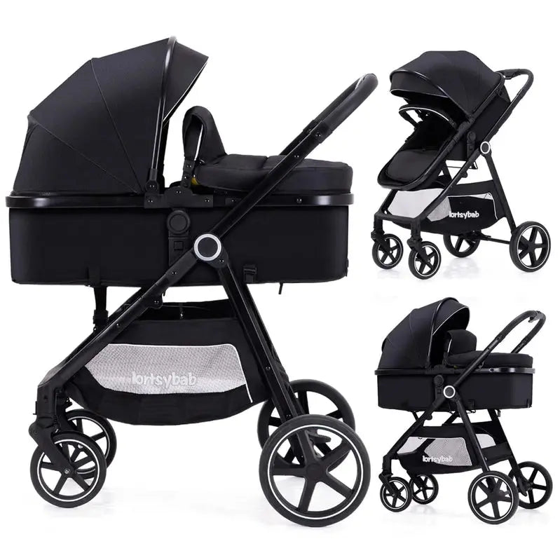 Lortsybab 2-in-1 Reversible Infant Stroller  Foldable Pram with Adjustable Seat for Newborns & Toddlers