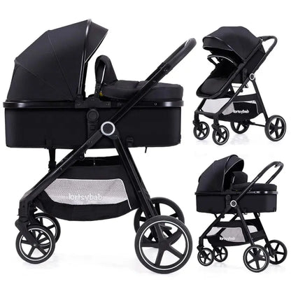 Lortsybab 2-in-1 Reversible Infant Stroller  Foldable Pram with Adjustable Seat for Newborns & Toddlers