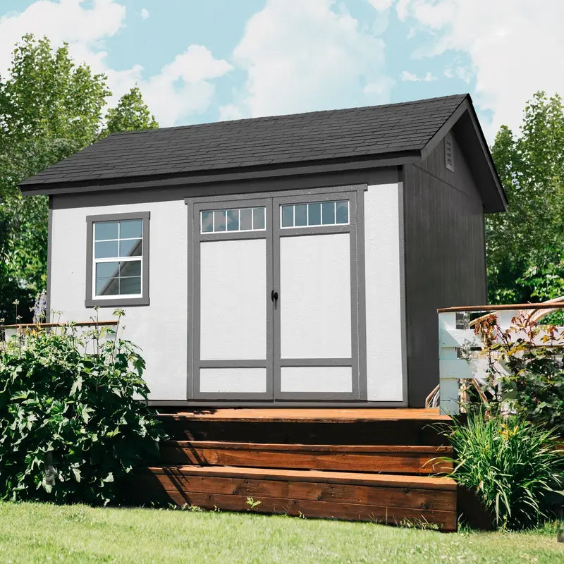 Handy Home Beachwood Wood Storage Shed  10 ft x 12 ft, Includes Floor and Assembly Hardware