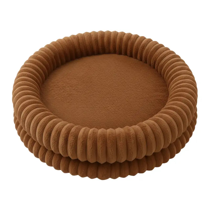 Circular Donut Pet Bed with Bolstered Rim and Non-Slip Bottom