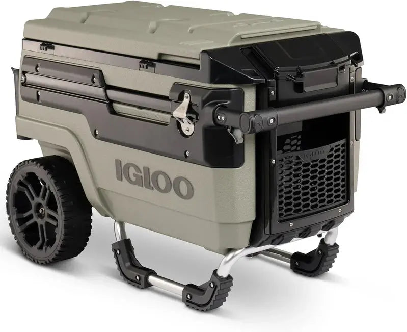 70-Quart Wheeled Hard-Sided Cooler  Heavy-Duty Insulated Ice Chest with All-Terrain Wheels