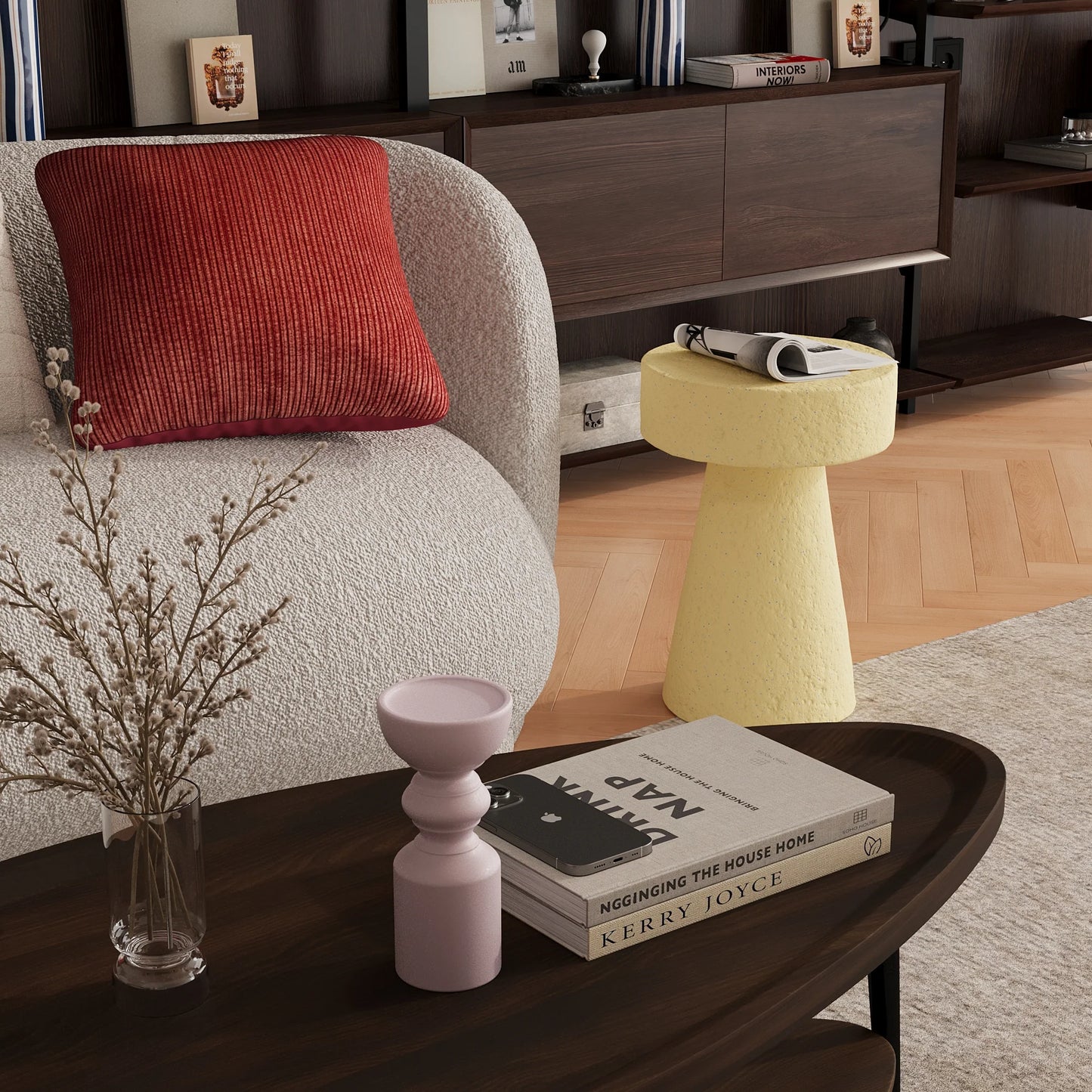 Set de 3 bougeoirs bois design, Boston coloris rose